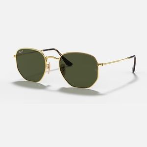 Ray Ban Hexagonal Gold Polarized Sunglasses